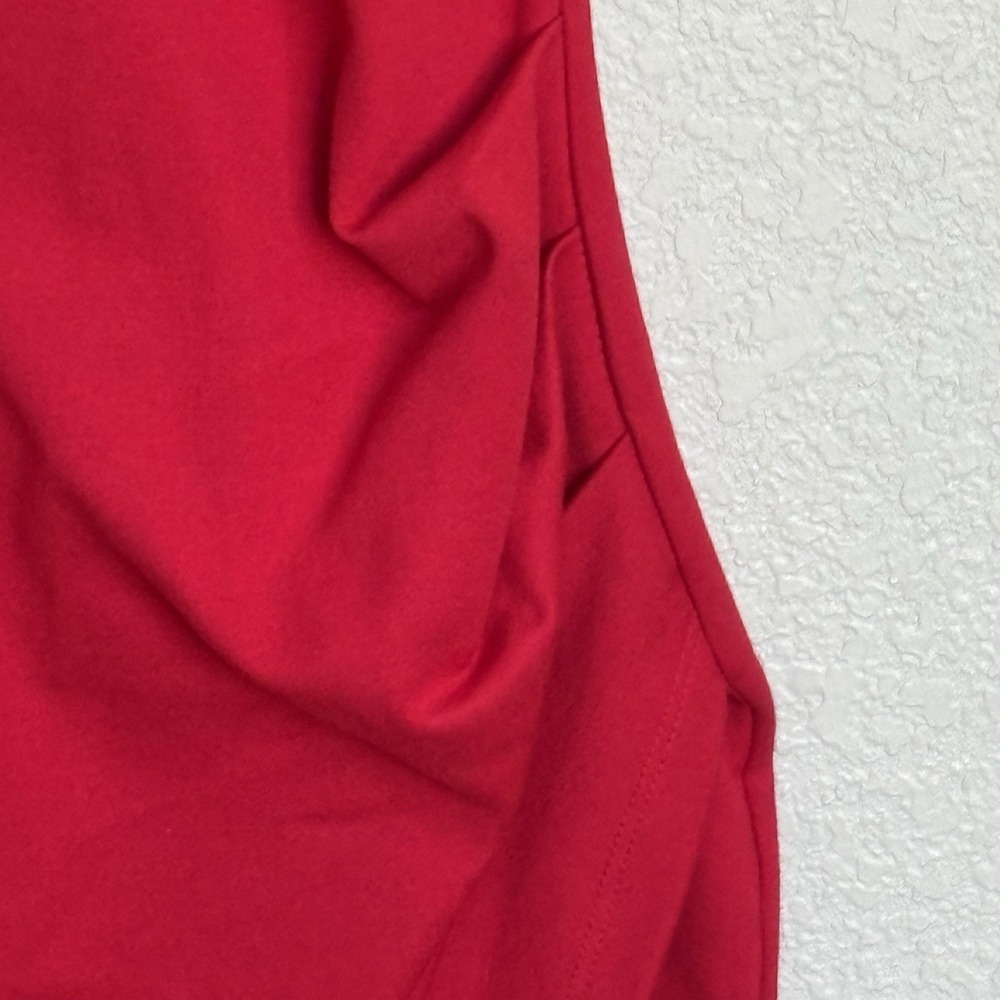 Lulus Cocktail Hour Red Wrap Bodycon Dress Ruched Size Medium Party Bold - Picture 5 of 9